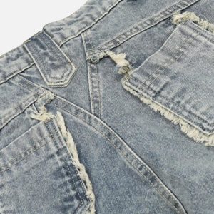 Concert Outfit Vintage Fringed Raw-Edge Jeans