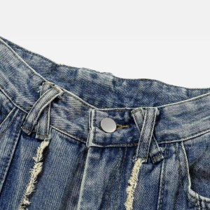 Concert Outfit Vintage Fringed Raw-Edge Oversized Jeans