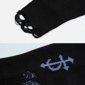 Concert Outfit Vintage Gothic Ripped Sweater