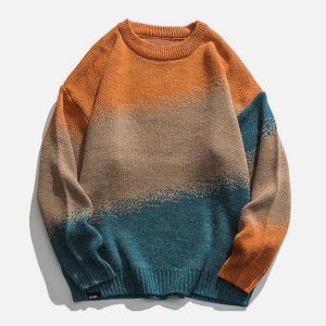 Concert Outfit Vintage Gradient Knit Sweater