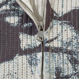 Concert Outfit Vintage Graffiti Zip-Up Cardigan