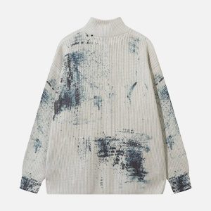 Concert Outfit Vintage Graffiti Zip-Up Cardigan