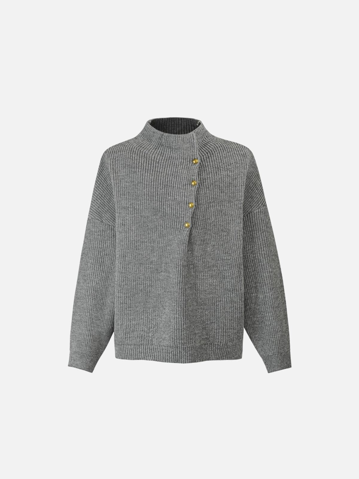 Concert Outfit Vintage High-Neck Button Leisure Sweater Concert Outfit Vintage High-Neck Button Leisure Sweater