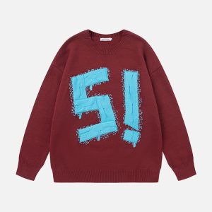 Concert Outfit Vintage High Street Embroidery Sweater