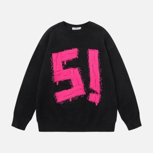 Concert Outfit Vintage High Street Embroidery Sweater