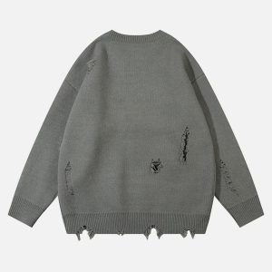 Concert Outfit Vintage High Street Ripped Butterfly Sweater