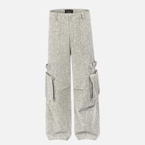 Concert Outfit Vintage High Street Side Big Pocket Pant