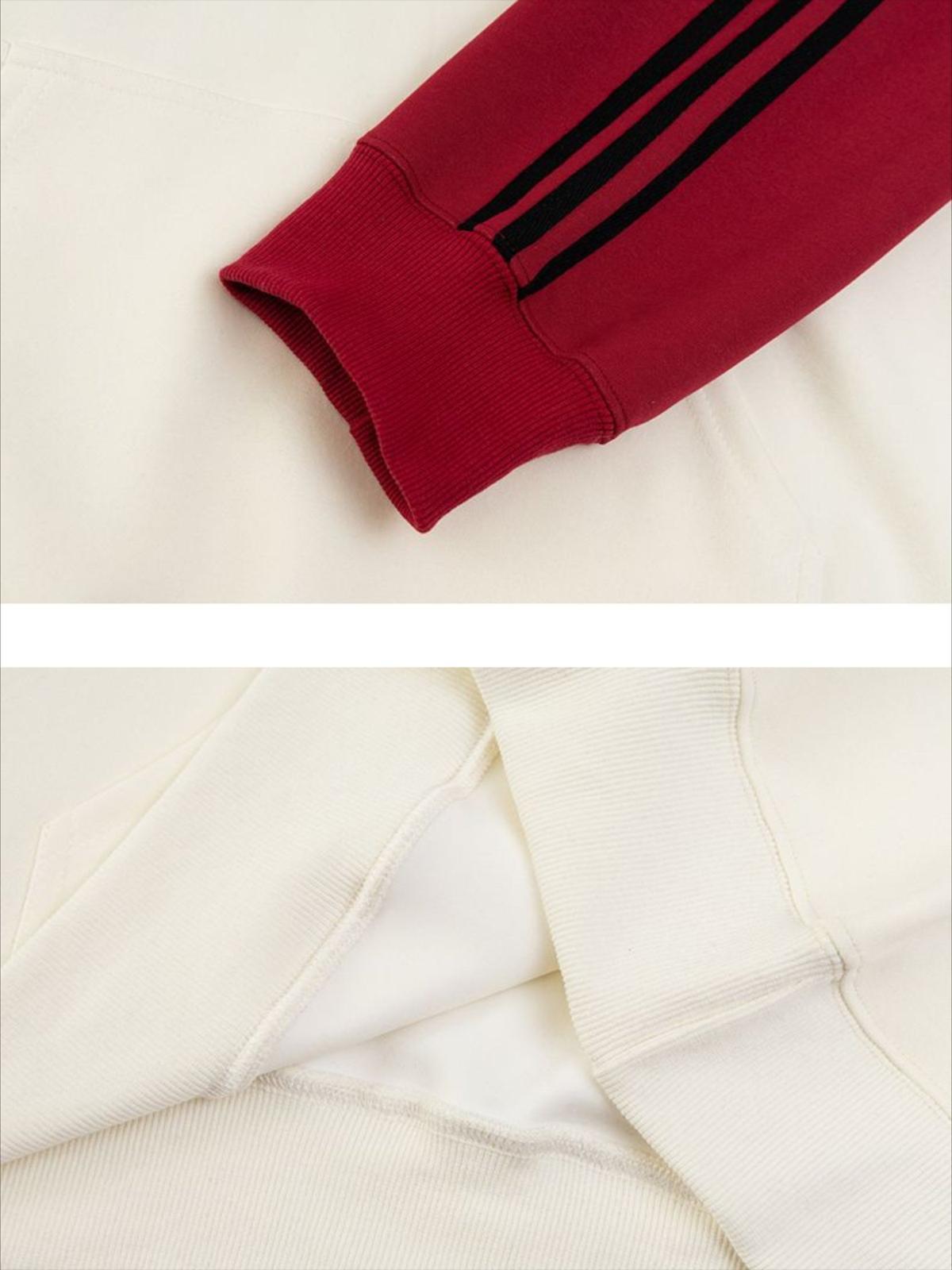 Concert Outfit Vintage Letter Stripe Splicing Hoodie Concert Outfit Vintage Letter Stripe Splicing Hoodie