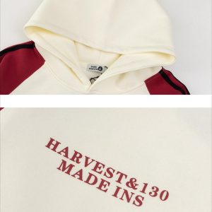 Concert Outfit Vintage Letter Stripe Splicing Hoodie