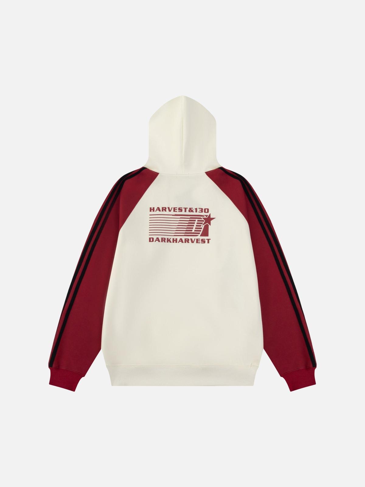 Concert Outfit Vintage Letter Stripe Splicing Hoodie Concert Outfit Vintage Letter Stripe Splicing Hoodie