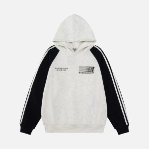 Concert Outfit Vintage Letter Stripe Splicing Hoodie