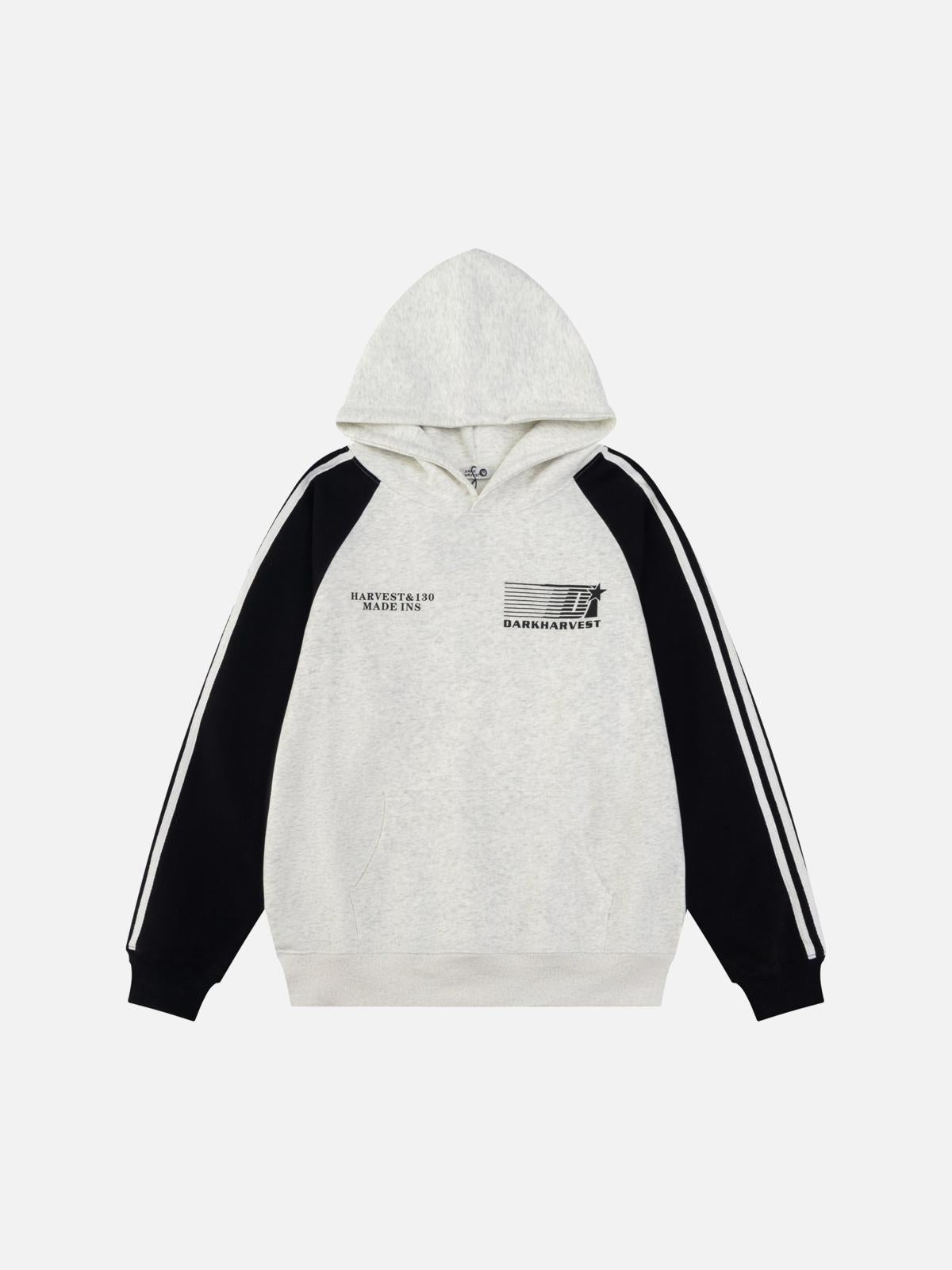 Concert Outfit Vintage Letter Stripe Splicing Hoodie Concert Outfit Vintage Letter Stripe Splicing Hoodie