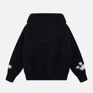 Concert Outfit Vintage Little Bear Paw Print Painting Casual Sweater