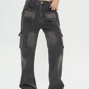 Concert Outfit Vintage Multi Pocket Jeans