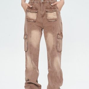 Concert Outfit Vintage Multi Pocket Jeans