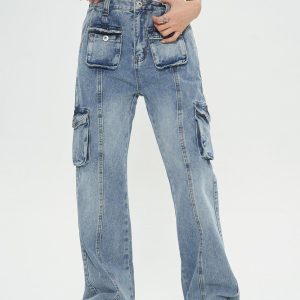 Concert Outfit Vintage Multi Pocket Jeans
