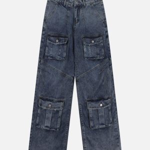 Concert Outfit Vintage Multi-Pocket Workwear Jeans