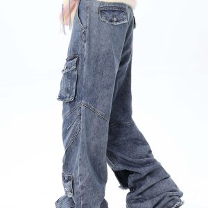 Concert Outfit Vintage Multi-Pocket Workwear Jeans