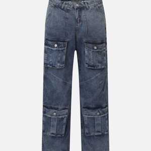 Concert Outfit Vintage Multi-Pocket Workwear Jeans