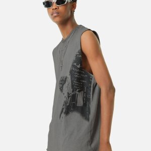 Concert Outfit Vintage Necklace Star Print Hip-Hop Tank Top