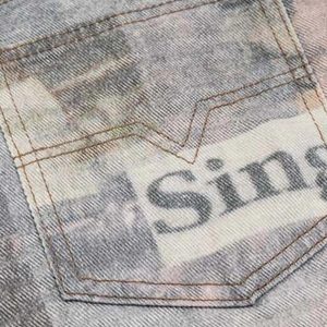 Concert Outfit Vintage Newspaper Digital Print Pants