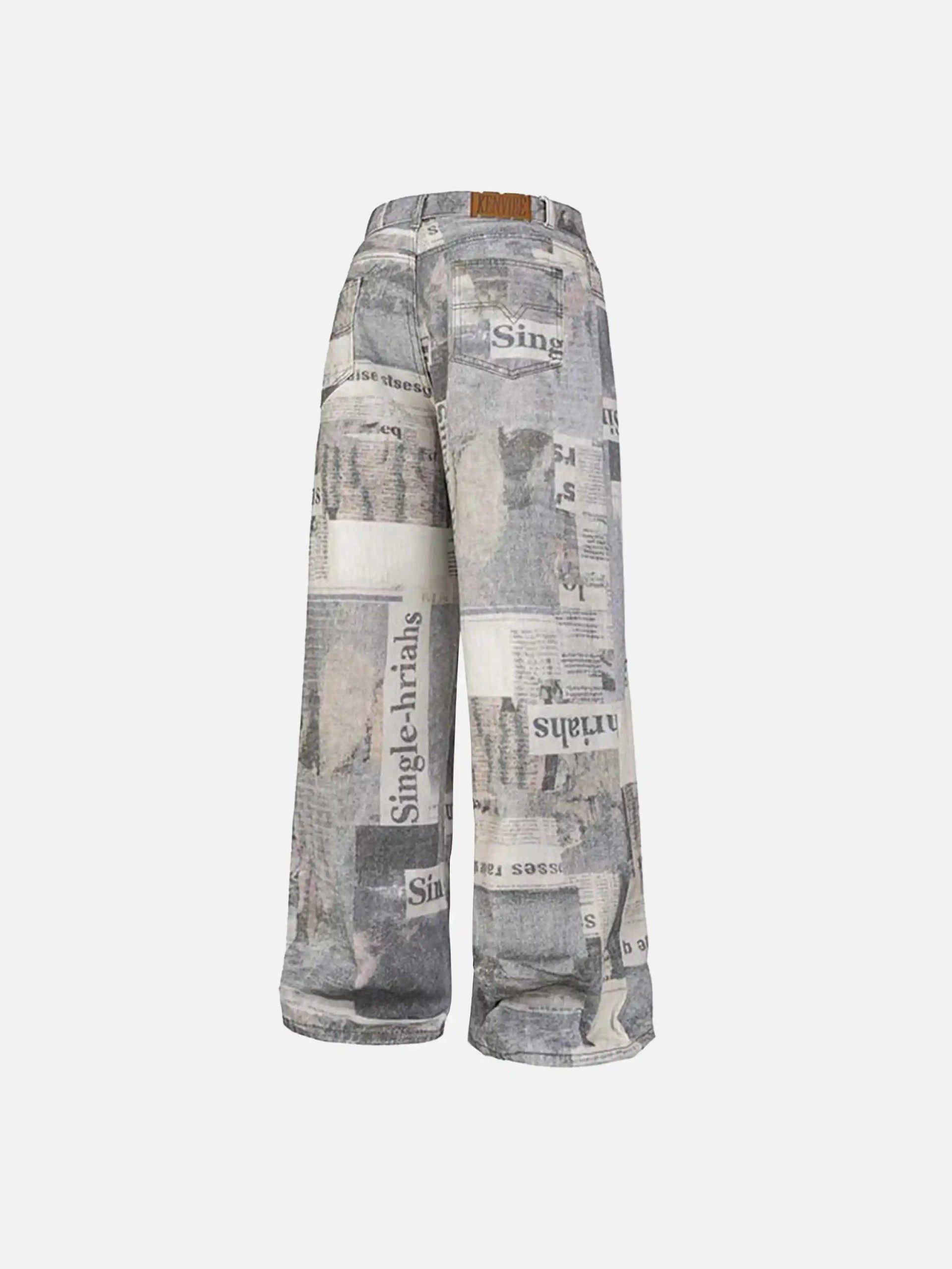 Concert Outfit Vintage Newspaper Digital Print Pants Concert Outfit Vintage Newspaper Digital Print Pants