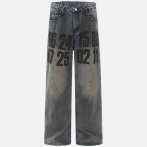 Concert Outfit Vintage Number Print Jeans