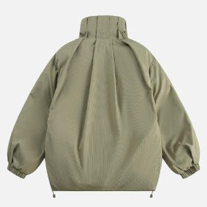 Concert Outfit Vintage Oversized Pleated Stand Collar Jacket