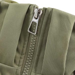 Concert Outfit Vintage Oversized Pleated Stand Collar Jacket