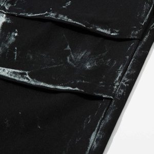 Concert Outfit Vintage Painted Wide-Leg Pleated Jeans