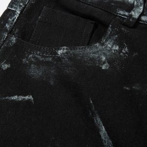 Concert Outfit Vintage Painted Wide-Leg Pleated Jeans