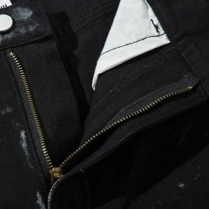 Concert Outfit Vintage Painted Wide-Leg Pleated Jeans