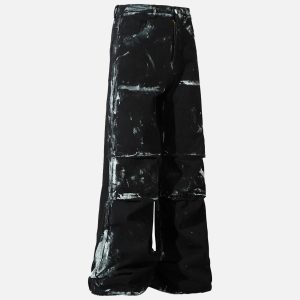 Concert Outfit Vintage Painted Wide-Leg Pleated Jeans