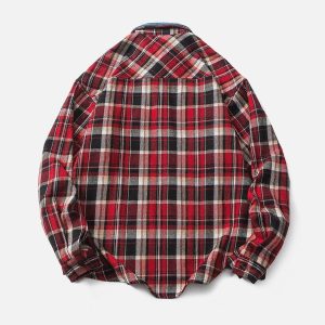 Concert Outfit Vintage Plaid Long-Sleeved Shirt