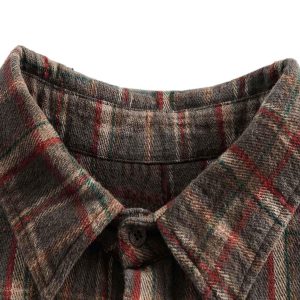 Concert Outfit Vintage Plaid Tie-Dye Long Sleeve Shirt