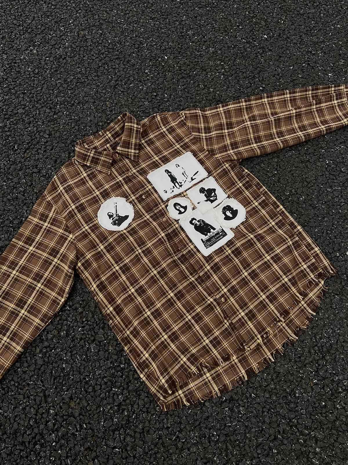 Concert Outfit Vintage Portrait Applique Long Sleeve Shirt Concert Outfit Vintage Portrait Applique Long Sleeve Shirt