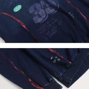 Concert Outfit Vintage Print hole Academic Style Hoodie