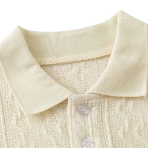 Concert Outfit Vintage Print Lapel Short Sleeve Polo Shirt