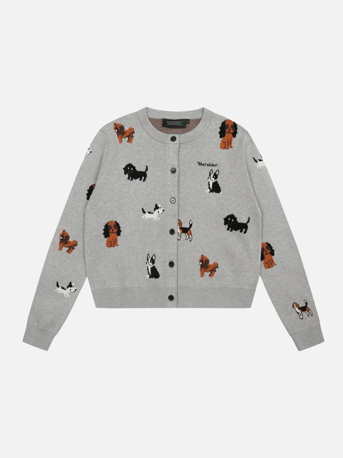 Concert Outfit Vintage Puppy Embroidery Knit Cardigan Concert Outfit Vintage Puppy Embroidery Knit Cardigan