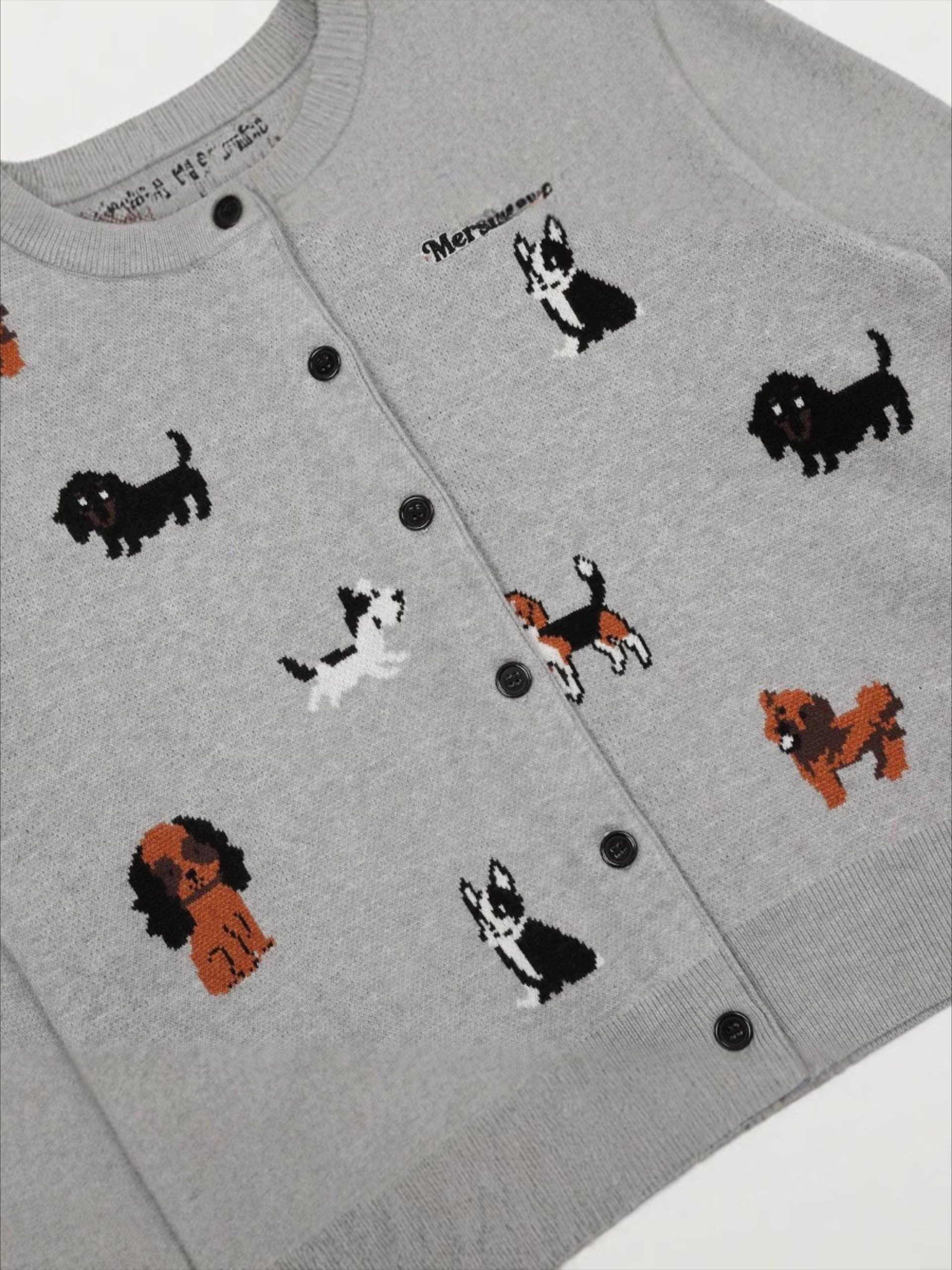 Concert Outfit Vintage Puppy Embroidery Knit Cardigan Concert Outfit Vintage Puppy Embroidery Knit Cardigan