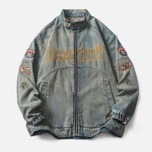 Concert Outfit Vintage Racing Denim Jacket