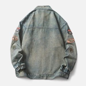 Concert Outfit Vintage Racing Denim Jacket