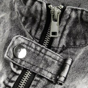 Concert Outfit Vintage Racing Distressed Print Zip-Up Collar Jacket