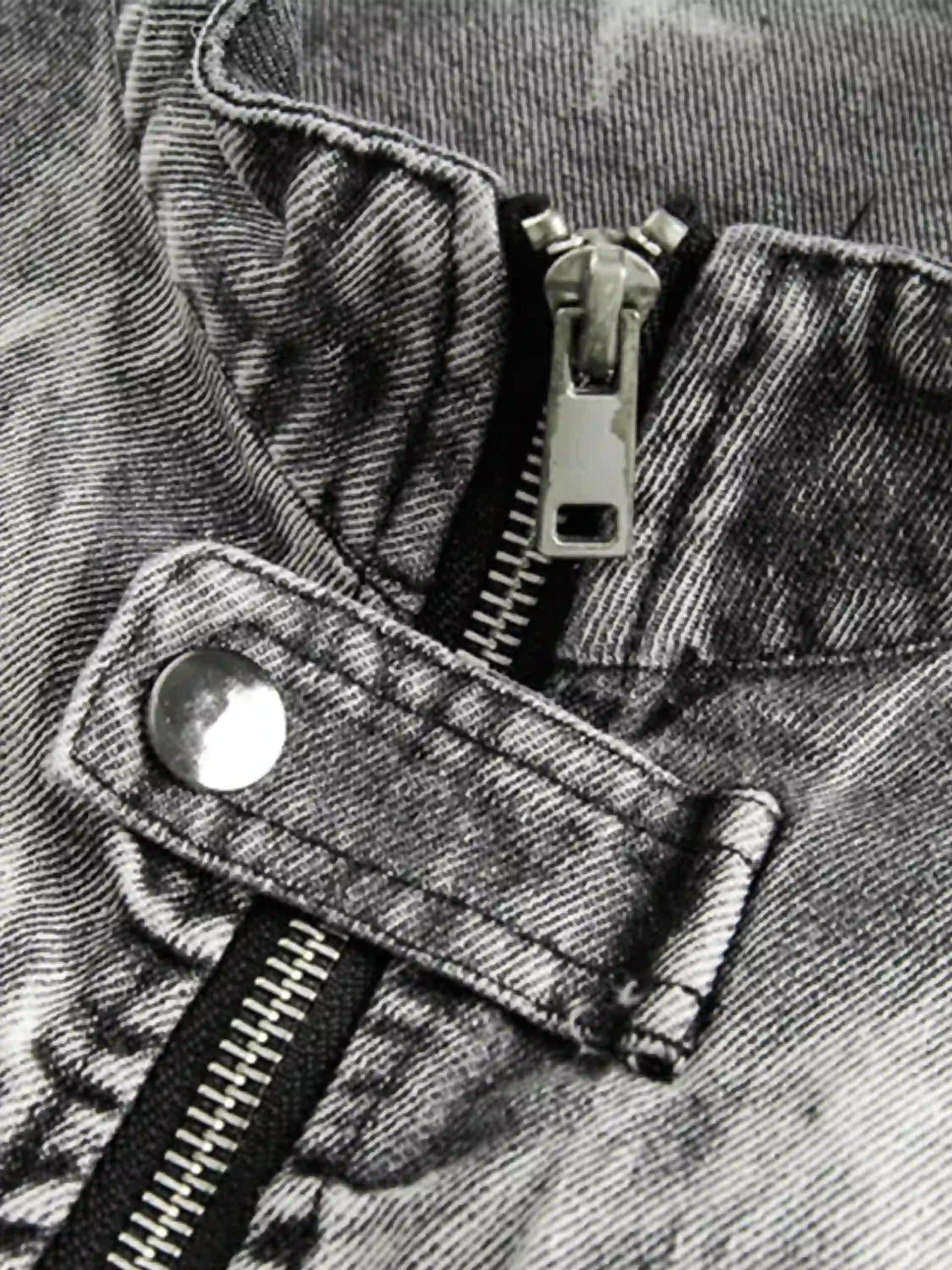 Concert Outfit Vintage Racing Distressed Print Zip-Up Collar Jacket Concert Outfit Vintage Racing Distressed Print Zip-Up Collar Jacket