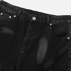 Concert Outfit Vintage Raw-Edge Ripple Straight-Leg Jeans