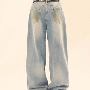 Concert Outfit Vintage Ripped Graffiti Jeans