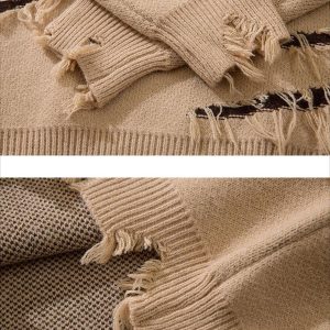 Concert Outfit Vintage Ripped Lazy Style Sweater