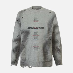 Concert Outfit Vintage Ripped Tie-Dye Sweater