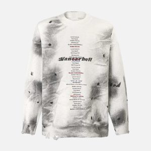 Concert Outfit Vintage Ripped Tie-Dye Sweater