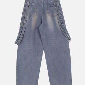 Concert Outfit Vintage Solid Double Strap Jeans